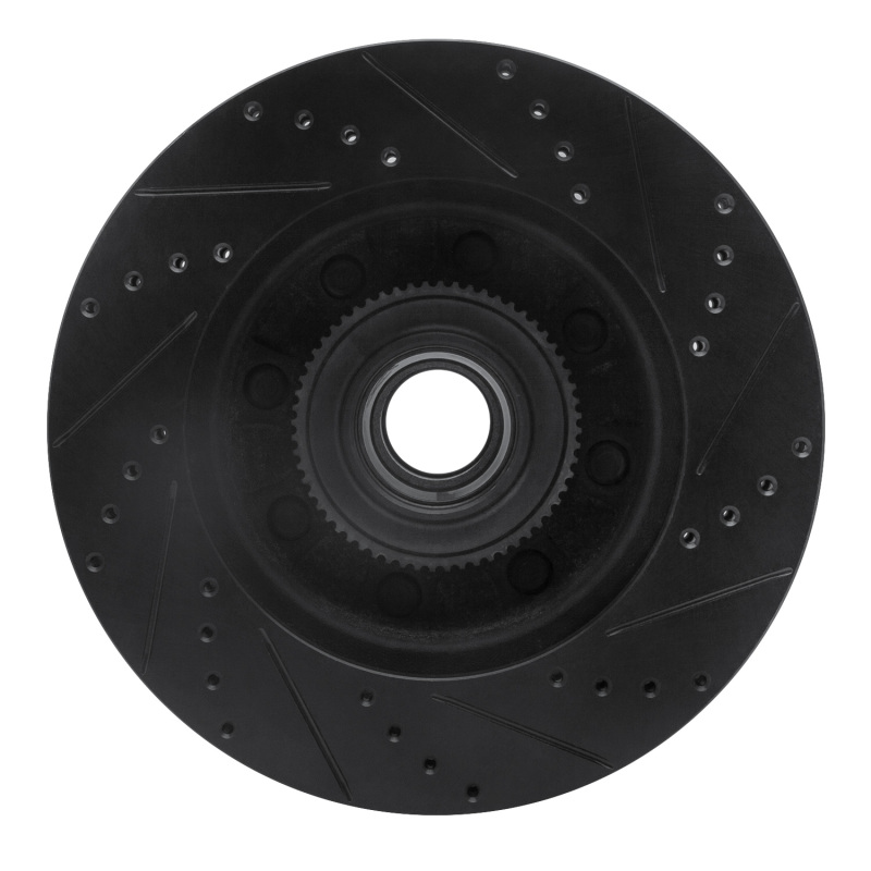 Ford E-350 Super Duty Brake Rotor (1) - Front Left - R1 Concepts - Drilled & Slotted - Black - `08-`25